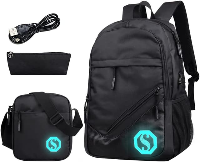 Thumbnail 6 de SellerFun Teenage Unisex Graffiti School Backpack with Fluorescent Mark, 20L (USB option, 14-inch laptop pocket)