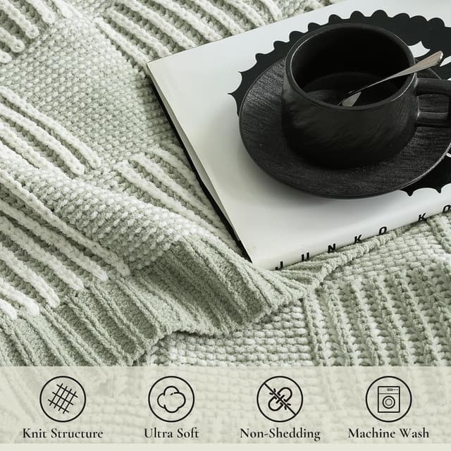 Detalle 2 de Amélie Home Checkered Knit Throw 50"x60" 🛋