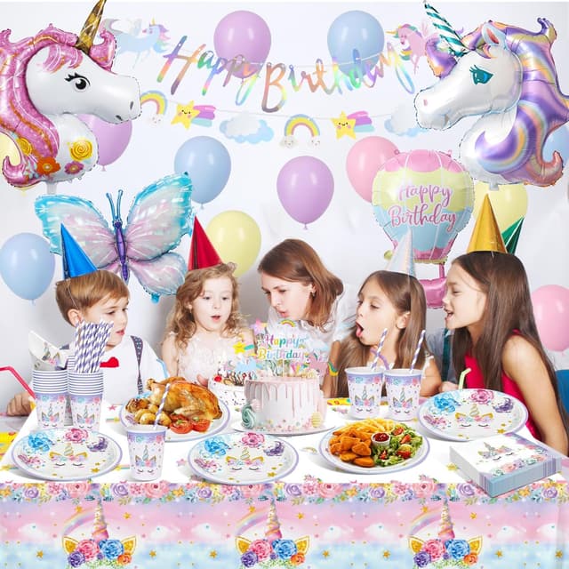 Detalle 1 de LAISLLA Vaisselle anniversaire licorne 16 invités