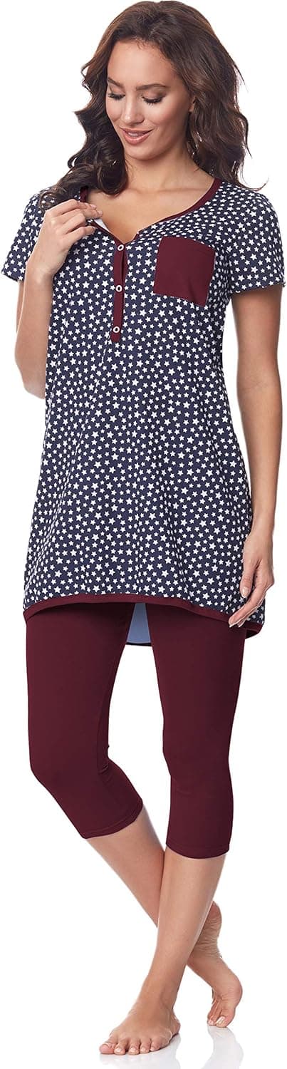 Detalle de Be Mammy Pijama Premamá Camiseta y Leggins 3/4 BE20-177