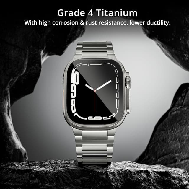 Detalle de Bracelet LULULOOK en titane Grade 4 avec fermoir magnétique pour Apple Watch Ultra 2 (49 mm)