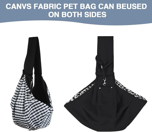 Detalle 2 de Hundetragetasche für Welpen als Tragetuch mit Wendbarer Umhängetasche – schwarz, für kleine Hunde & Katzen