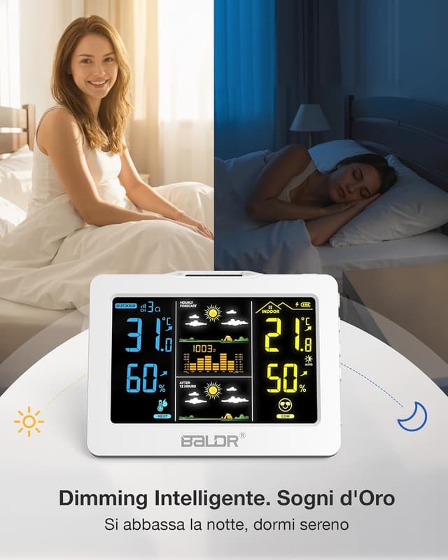 Thumbnail 6 de Stazione Meteo BALDR Bianca Senza Fili con Sensore Esterno e display a colori