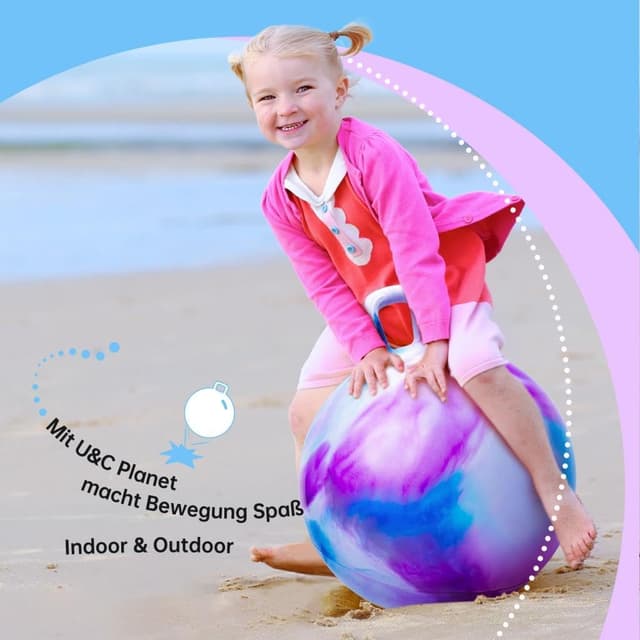 Thumbnail 6 de U&C Planet Hüpfball für Kinder (50 cm) mit Pumpe, violette Wolke – bis 150 kg belastbar, für drinnen & draußen