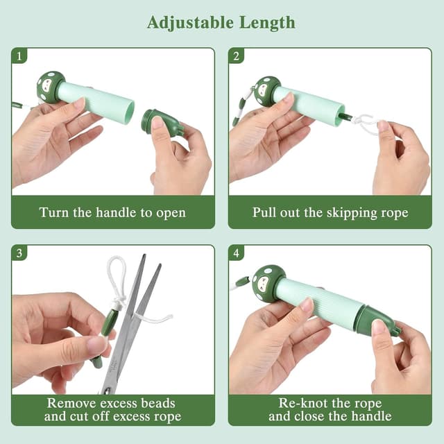 Thumbnail 6 de OTraki Kinder-Springseil mit Holzgriff und Baumwollseil, 5 m (verstellbar)