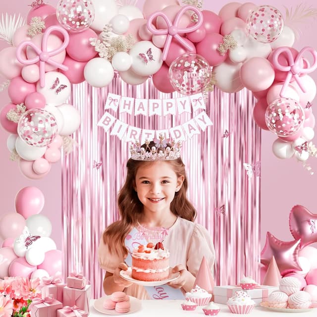 Thumbnail 1 de Geburtstagsdeko Rosa Happy Birthday Banner Set