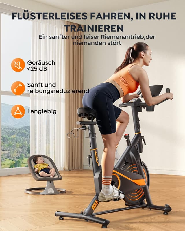 Detalle 2 de Burever Hometrainer mit App, 15 kg Schwungrad