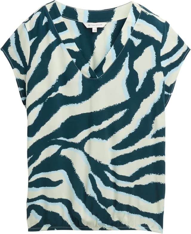 Detalle 2 de TOM TAILOR camicia da donna in viscosa fantasia con scollo a V