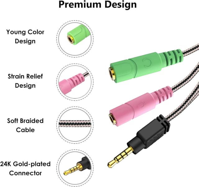 Detalle de MillSO headset mic splitter 3.5mm TRRS