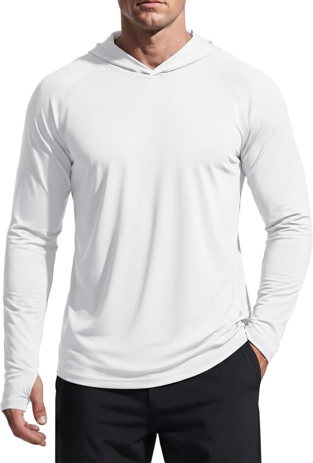 Detalle de TACVASEN Herren UV-Schutz Hoodie mit Daumenlöchern und UPF 50+