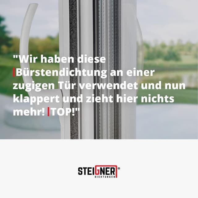 Thumbnail 4 de STEIGNER 10m joint brosse adhésif pour porte coulissante, hauteur 11 mm 🚪