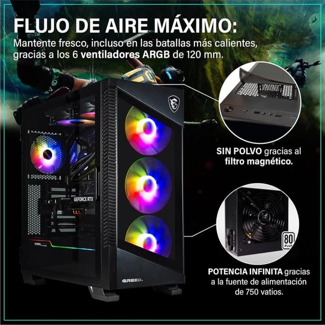 Detalle de GREED MK5 Ryzen 5 9600X PC gaming 1TB SSD