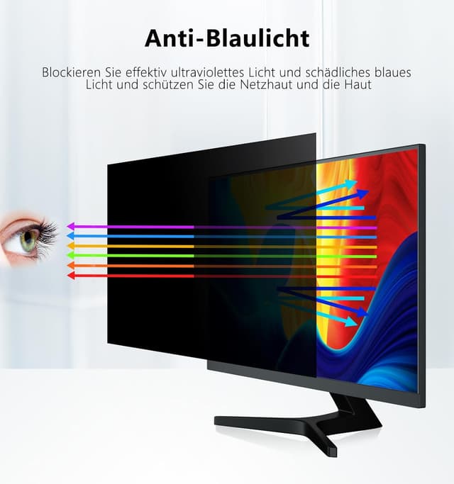 Detalle 2 de PYS Blickschutzfolie für Monitor 24 Zoll (16:10) – Anti-Blaulicht, abnehmbarer Sichtschutz