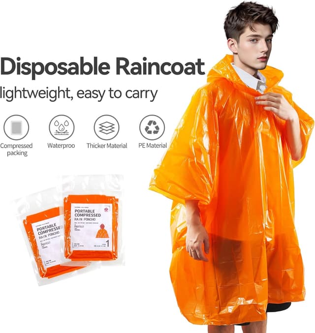 Thumbnail 1 de KAshack Einweg Regenponcho 100 cm Orange