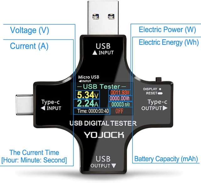 Thumbnail 6 de USB Tester Messgerät 2-in-1 USB C Strommessgerät 0-8A