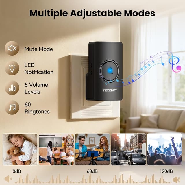 Thumbnail 2 de TECKNET Wireless Doorbell 2 Receivers