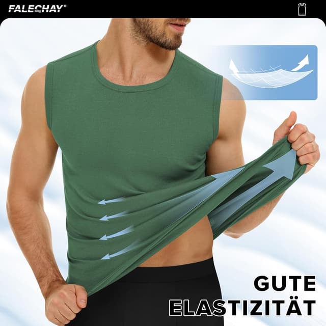 Detalle de Falechay 3er Pack Herren-Unterhemden aus 100% gekämmter Baumwolle – ärmellos