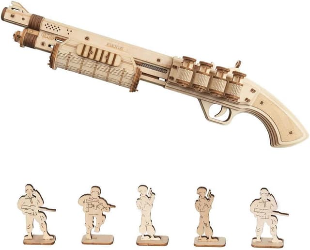 Detalle de ROBOTIME Robotime Toys TERMINATOR M870 – kit puzzle 3D in legno con 172 pezzi e pistola a meccanismo