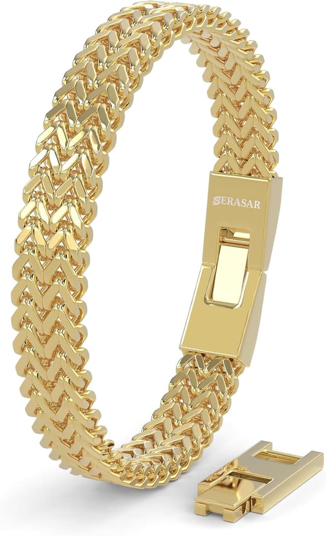 Detalle de SERASAR Premium Edelstahl-Armband für Herren (316L) – wasserfest, sicherer Verschluss, 3 Farben inkl. Schmuckschachtel