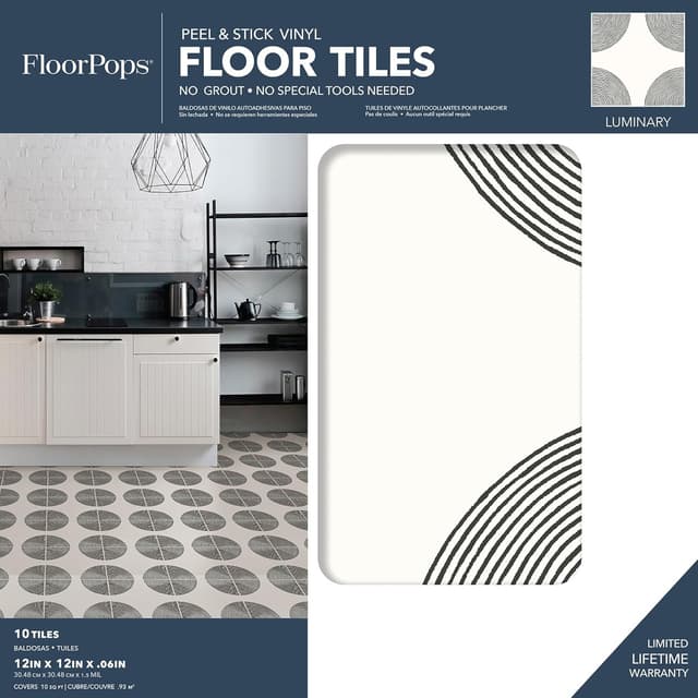 Detalle de FloorPops Luminary Peel & Stick Floor Tiles (12 x 12 in, 10 tiles per pack)