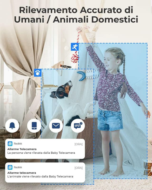 Detalle de Reolink E1 (3MP) Telecamera WiFi interna Pan/Tilt con audio bidirezionale, visione notturna e rilevamento persone/pet