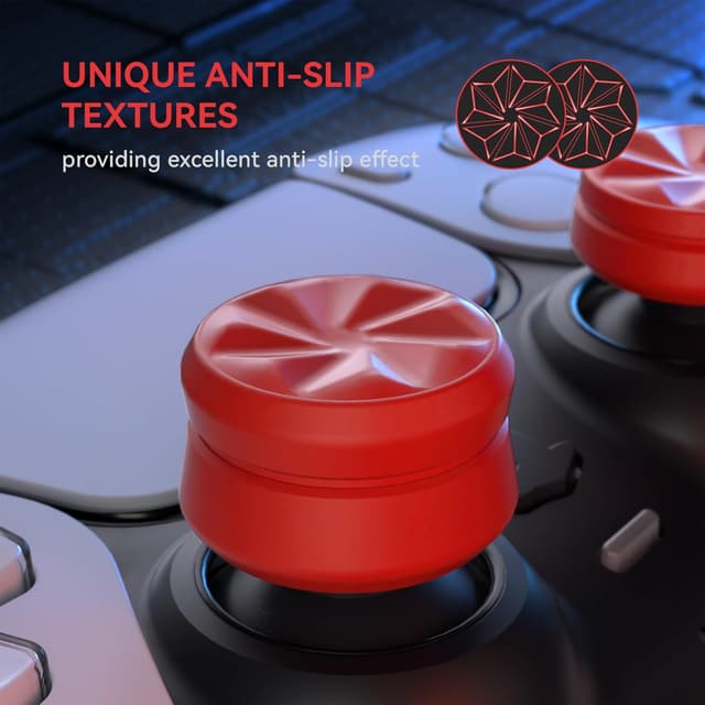 Detalle de PlayVital 3 Height Hurricane thumb grips for PS5 / Xbox Controllers / Switch Pro (Passion Red)