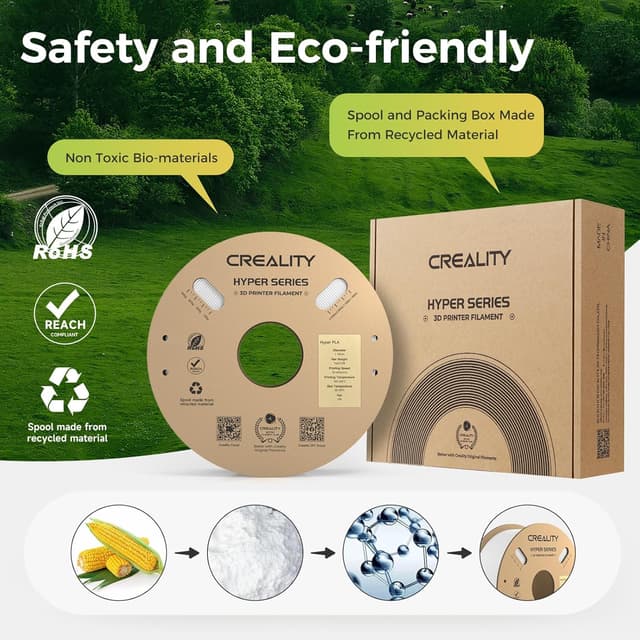 Detalle de Creality Official Hyper PLA Filament Weiß (1 kg) – Hochgeschwindigkeits-3D-Druckmaterial mit Maßgenauigkeit