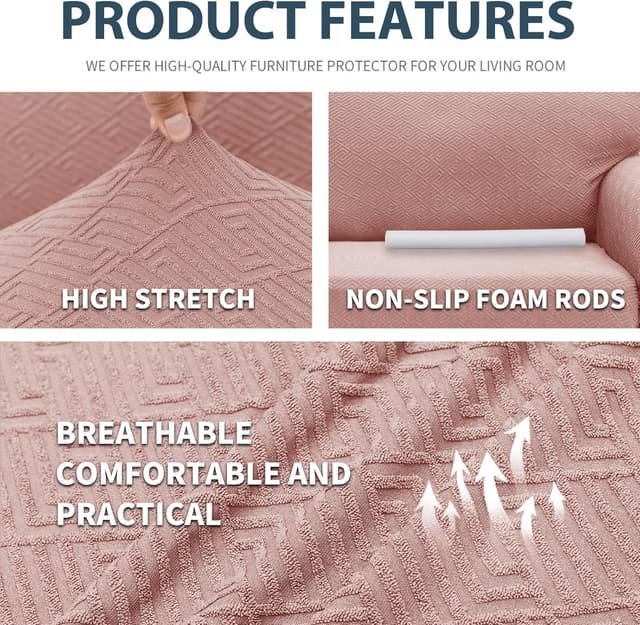 Detalle de Ystyle Copridivano 3 posti con braccioli super elasticizzato antigraffio gatto rosa grigio