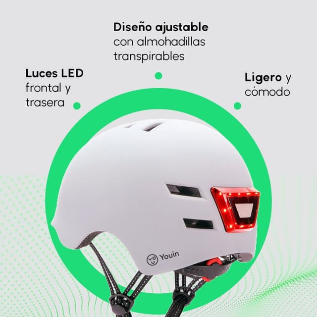 Detalle 2 de Youin Casco con luz LED Blanco talla L 58x61 cm