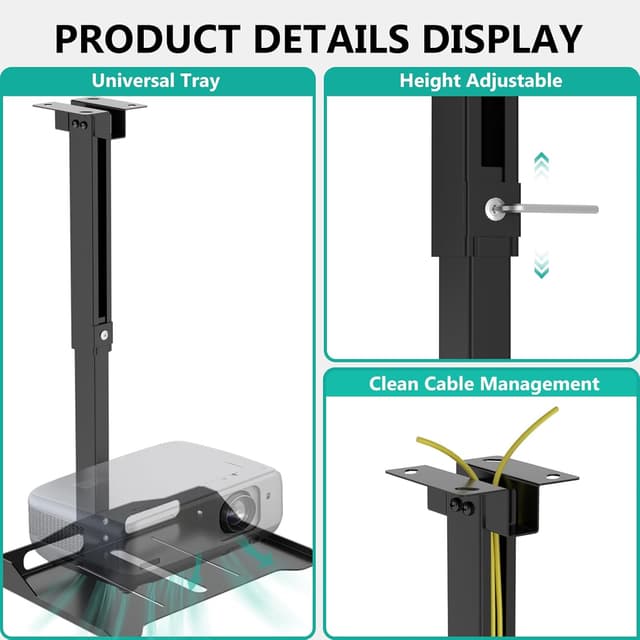 Detalle de WALI Projector Mount Tray 22lbs adjustable