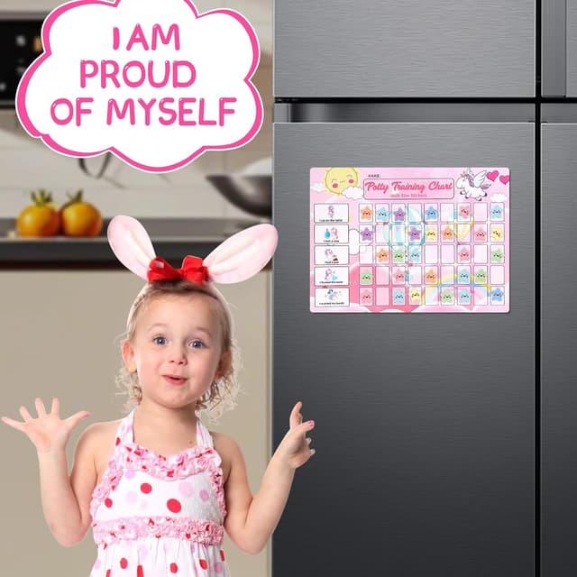 Detalle de Potty Training Chart for Toddlers with 63 Reusable Magnetic Star Stickers (Unicorn)