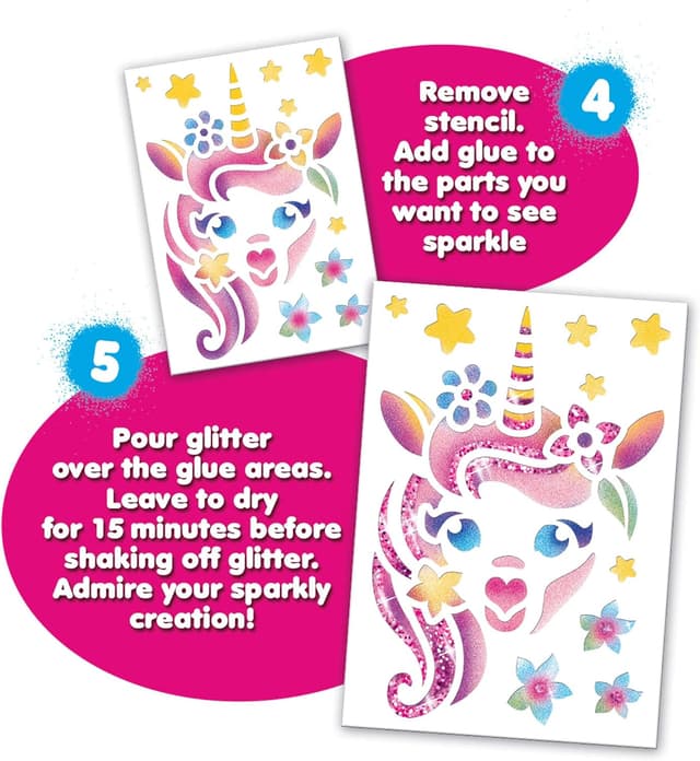 Detalle de John Adams BLOPENS® Sparkling Unicorn Activity Set (Blow & Draw, 6 BLOPENs + stencils)