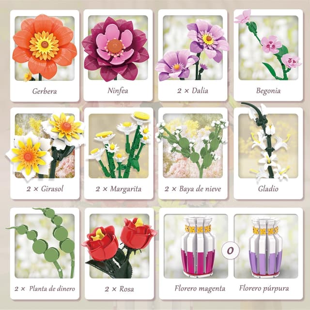 Thumbnail 2 de Set de Construcción de Ramo de Flores 1278 piezas