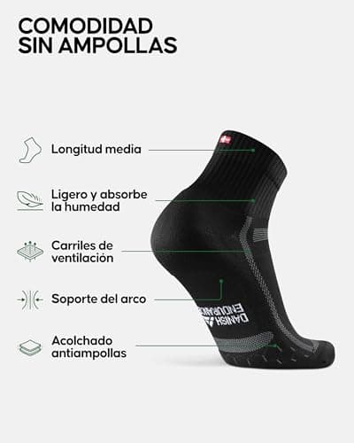 Detalle 2 de DANISH ENDURANCE Calcetines de running unisex antideslizantes y antiampollas (5 pares) Negro/Gris, 39-42