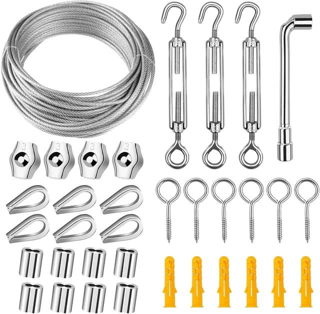 Detalle de SHBAOCH Garden Wire Trellis Kit with 20m Stainless Steel Cable, PVC Coating & M4 Turnbuckles