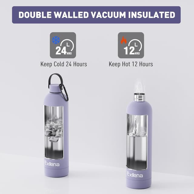 Thumbnail 3 de Exllena 1L Stainless Steel Bottle with Handle Lid