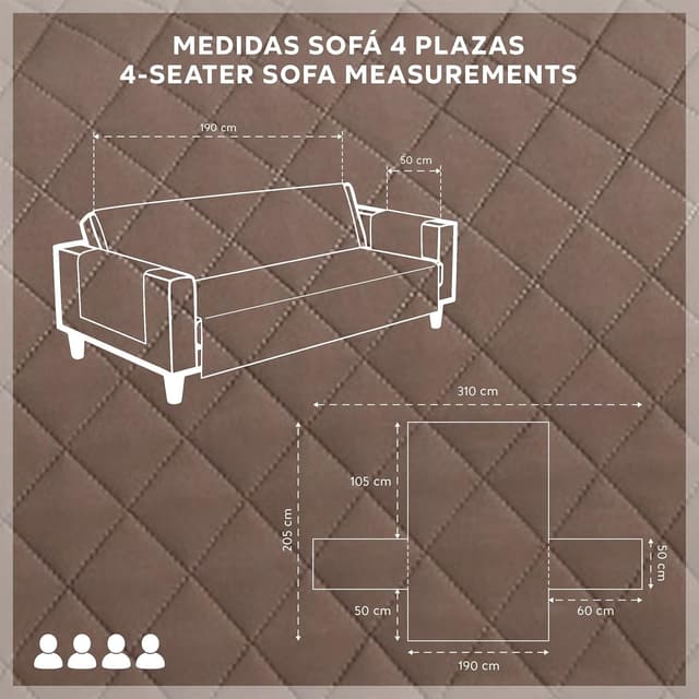 Thumbnail 2 de Textilhome – Funda Malu para Sofá 4 Plazas 🛋️ Resistente y Reversible