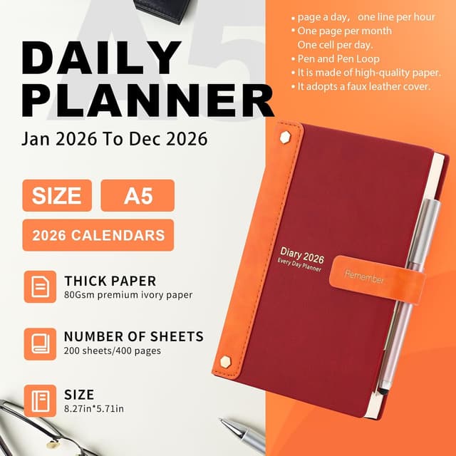 Detalle de Agenda 2026 A5 giorno per pagina 21x15