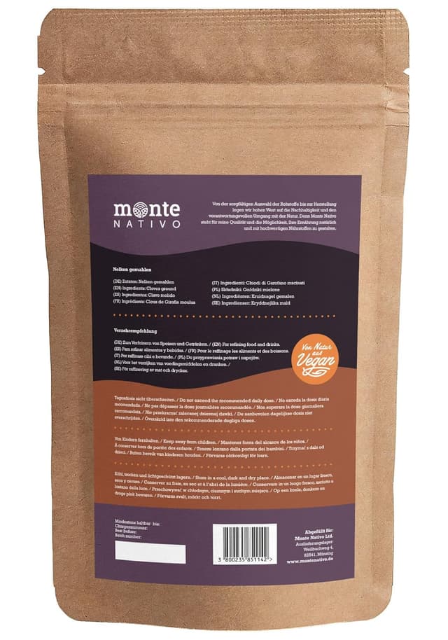 Detalle 2 de Gemahlene Nelken von Monte Nativo (250 g) – warmes Gewürzaroma für Küche & Backen