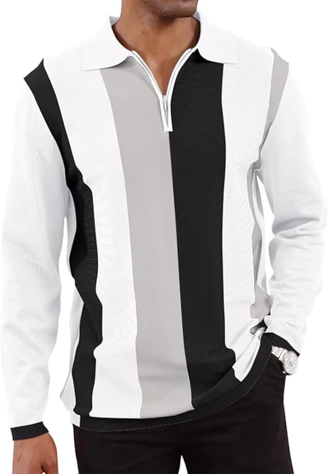 Imagen de Vintage Striped Knitted Polo Shirt long sleeve en OfertitasTOP