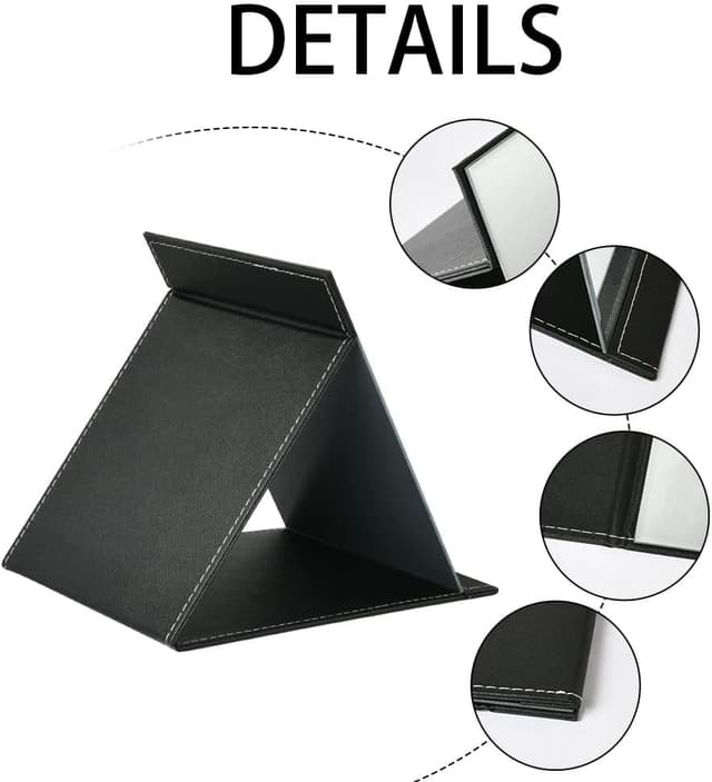 Detalle de OSDUE Specchi da Tavolo pieghevole in pelle PU: specchio trucco/viaggio oversize