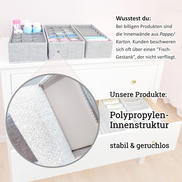Detalle de SIMPLE JOY® HEMNES Organizer 5er-Set (schadstoffgeprüft, TÜV Rheinland) – Ordnungssystem für IKEA HEMNES 108 cm