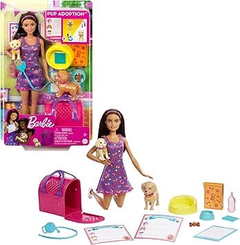 Detalle de Barbie HKD86: Muñeca con Perritos y Accesorios