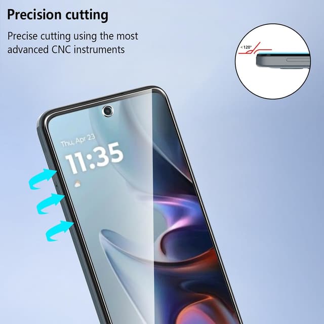 Detalle 2 de Pollachi Verre trempé pour Motorola Moto E15/G05 (lot de 3) – Dureté 9H, sans bulles