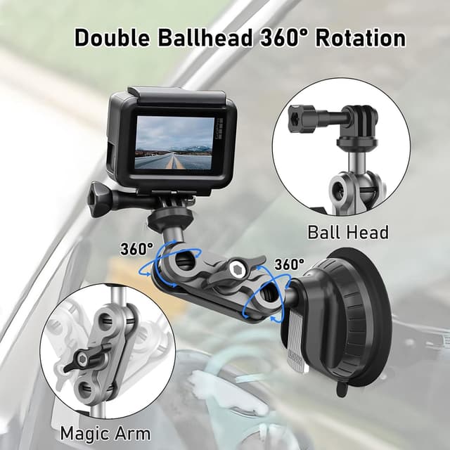 Detalle 1 de Wiseten Saugnapfhalterung 360° für Actioncams
