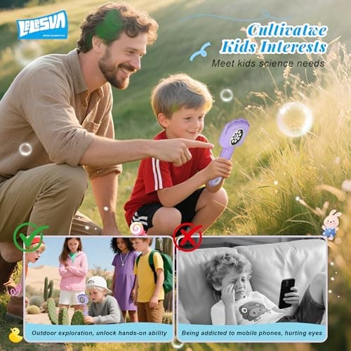 Detalle de LELESUN Microscopio portátil mini para niños con pantalla IPS de 2,4" y aumento hasta 500x