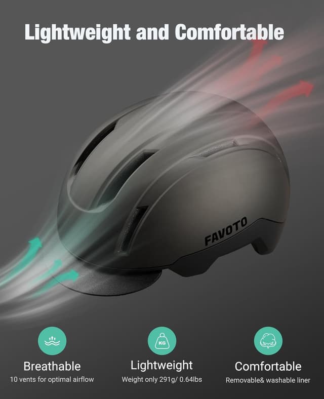 Thumbnail 4 de Favoto Casco da Bicicletta Urbano con Visiera 59-61 cm