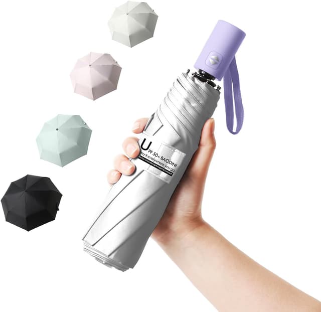 Detalle de BAODINI Small UV Protection Travel Umbrella (UPF 50+), Compact 42 inch Windproof Auto Open/Close