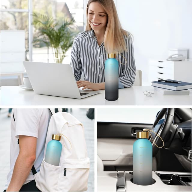 Thumbnail 6 de Opard Trinkflasche 1L/800ml (800ml) aus Tritan, auslaufsicher – mit Zeitmarkierung