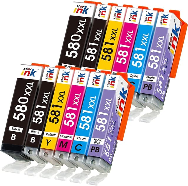Detalle de starink PGI-580XXL CLI-581XXL 12‑pack ink cartridges 🖨
